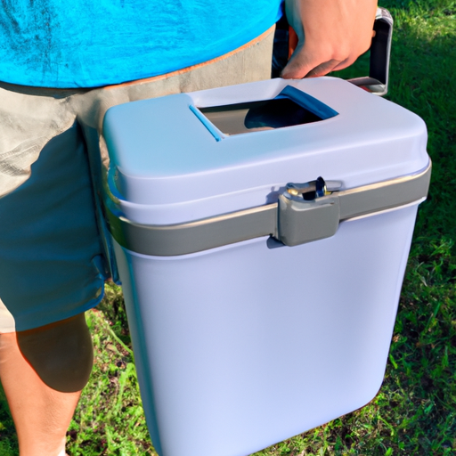 Image showing a person carrying a portable Yeti cooler for reference